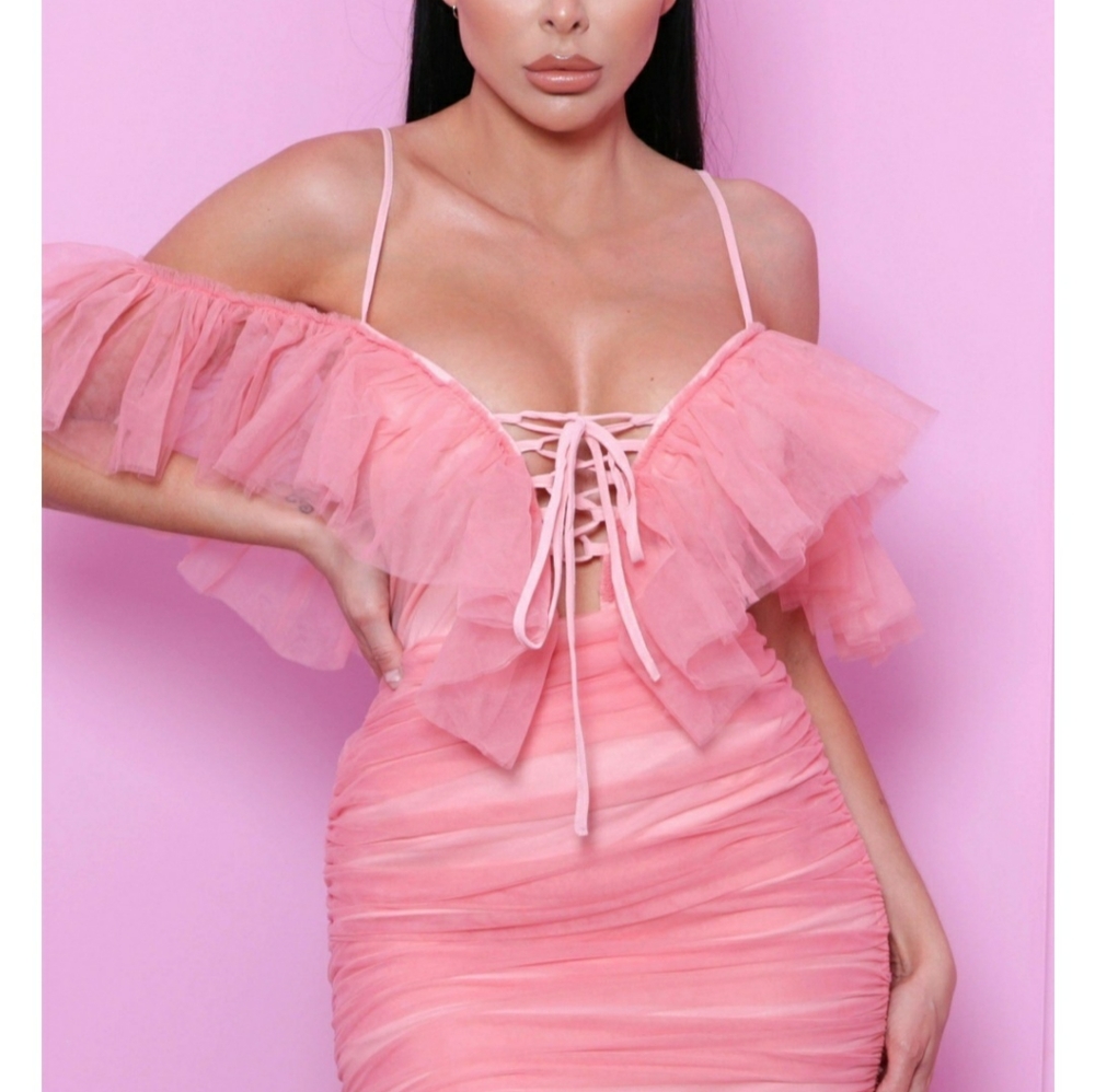 Femme luxe ruffle bodycon mini dress